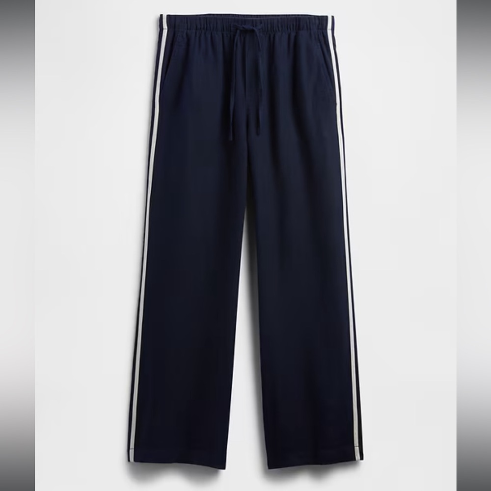 Gap Mid Rise Linen-Blend Wide-Leg Pants Navy XXL NWT - Picture 7 of 11